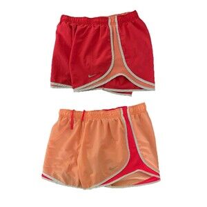 2 NIKE Dri-fit Running Shorts Women’s Large Orange Coral Lightweight Athletic